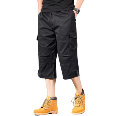 Mens Black Cargo Below The Knee Shorts