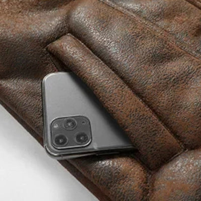 Men’s Faux Leather Military Jacket