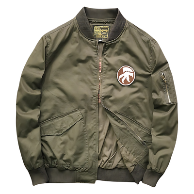 Military bomber jacket with patches