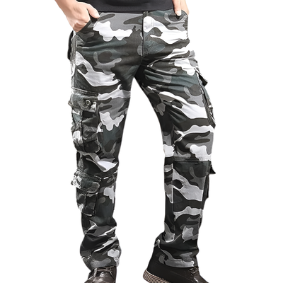 Military camo eight-pocket cargo pants