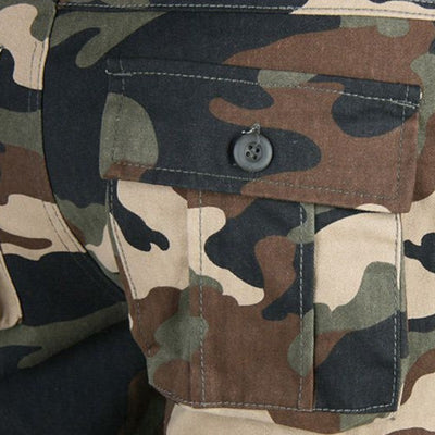 Military camo eight-pocket cargo pants