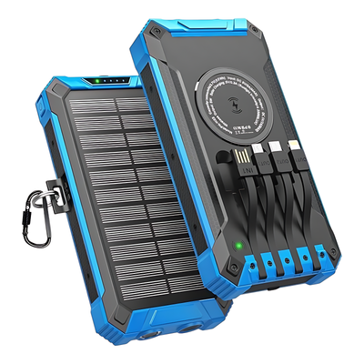 Solar Powered Power Bank with Cable