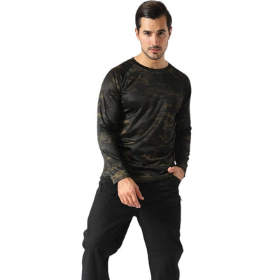 US style long sleeve tactical military army t-shirt woodland camo